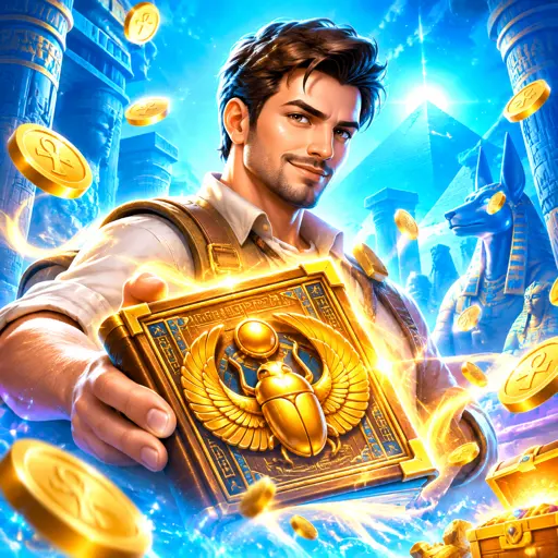 Card da slot Coelho da Sorte com coelho branco e moedas